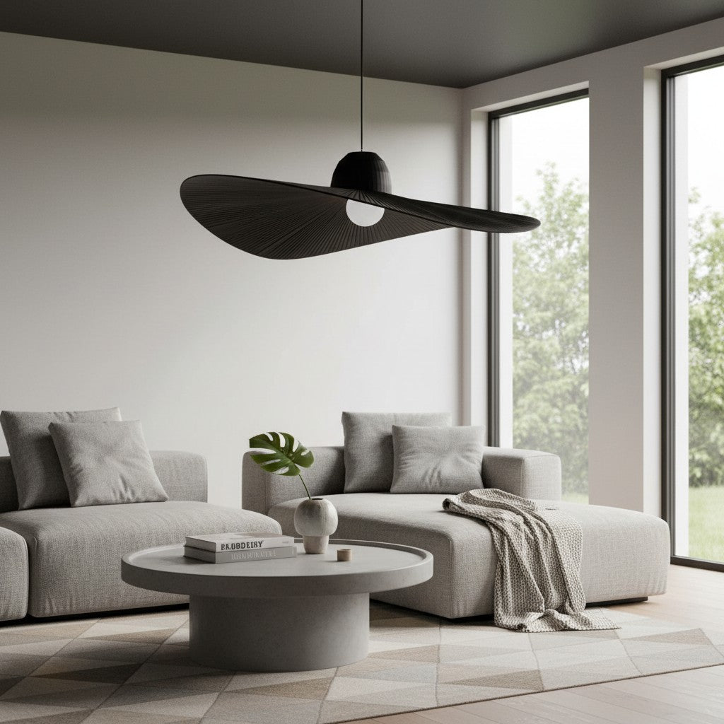 Lustre chapeau en ruban de tissu satiné crème Ombrelle