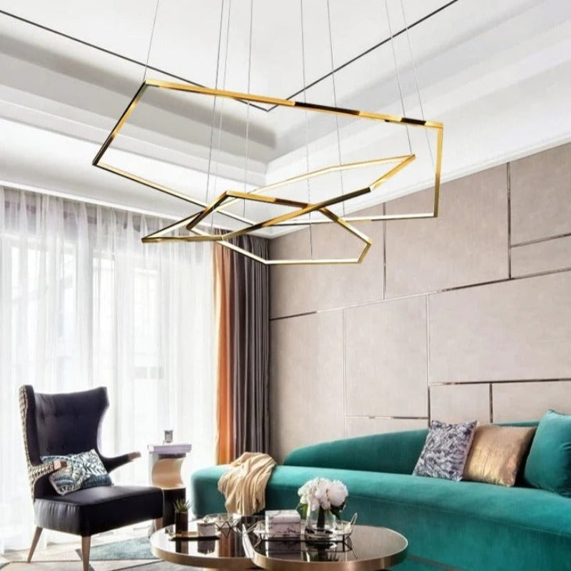 Lustre trois hexagones dorés entrelacés Triade – vue 5