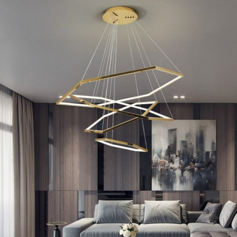 Lustre trois hexagones dorés entrelacés Triade – vue 3