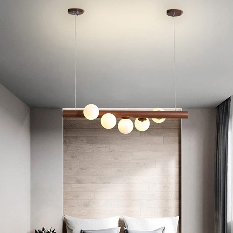 Lustre branche de bois poli à globes Lierre – vue 8