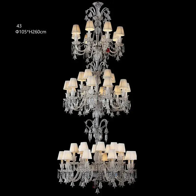 Lustre en cristal et verre à abat-jour en tissu blanc Pampille – vue 12