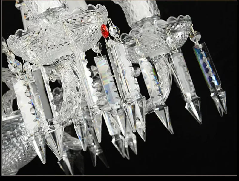 Lustre en cristal et verre à abat-jour en tissu blanc Pampille – vue 16