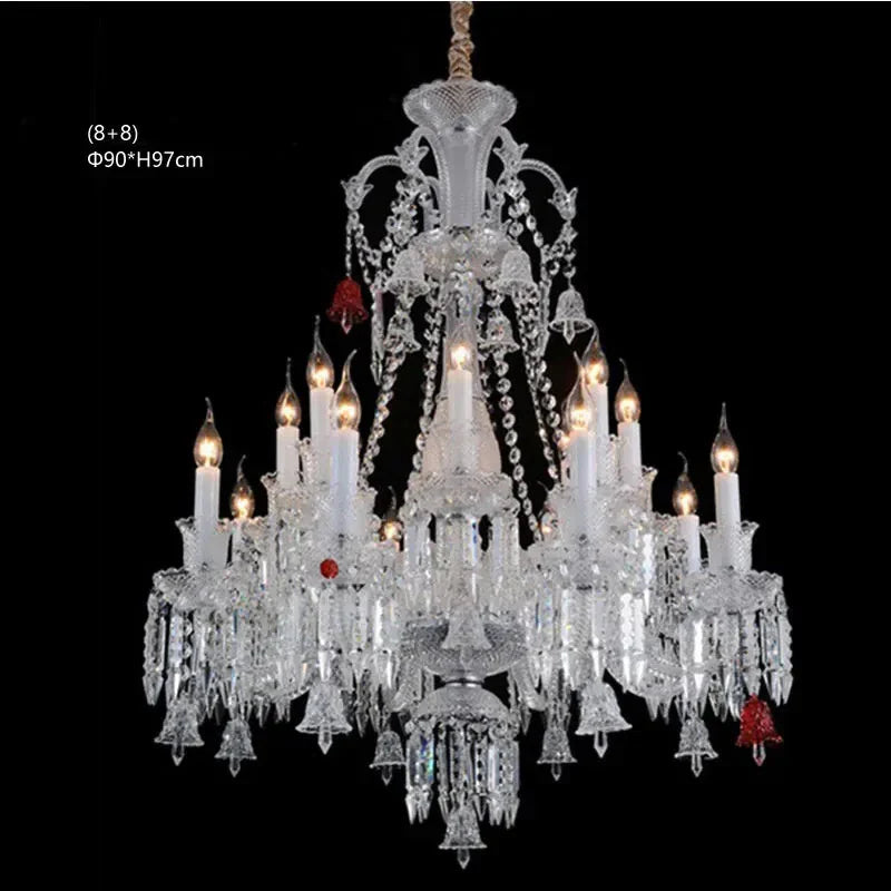 Lustre en cristal et verre à abat-jour en tissu blanc Pampille – vue 19
