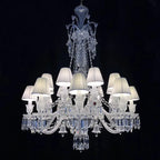 Lustre en cristal et verre à abat-jour en tissu blanc Pampille – vue 2