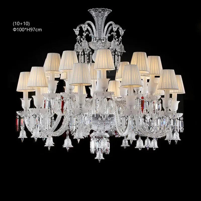Lustre en cristal et verre à abat-jour en tissu blanc Pampille – vue 20