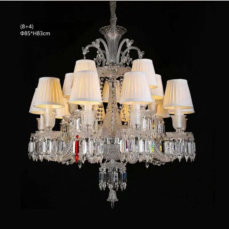 Lustre en cristal et verre à abat-jour en tissu blanc Pampille – vue 22