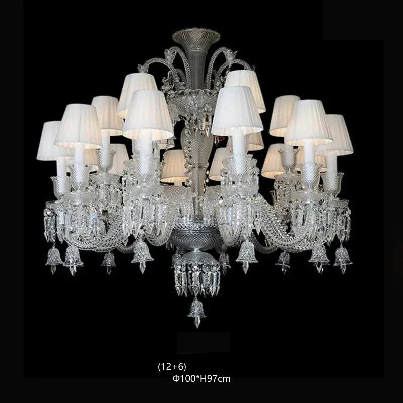 Lustre en cristal et verre à abat-jour en tissu blanc Pampille – vue 23