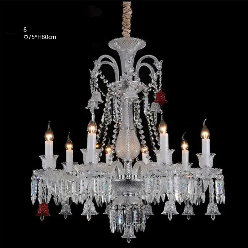 Lustre en cristal et verre à abat-jour en tissu blanc Pampille – vue 24
