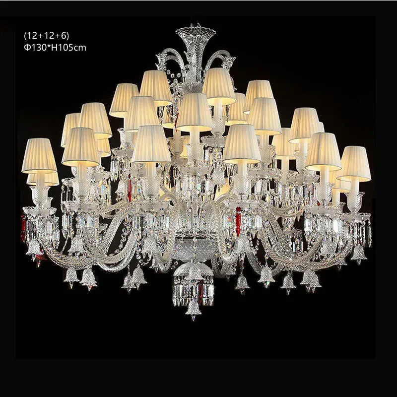 Lustre en cristal et verre à abat-jour en tissu blanc Pampille – vue 25