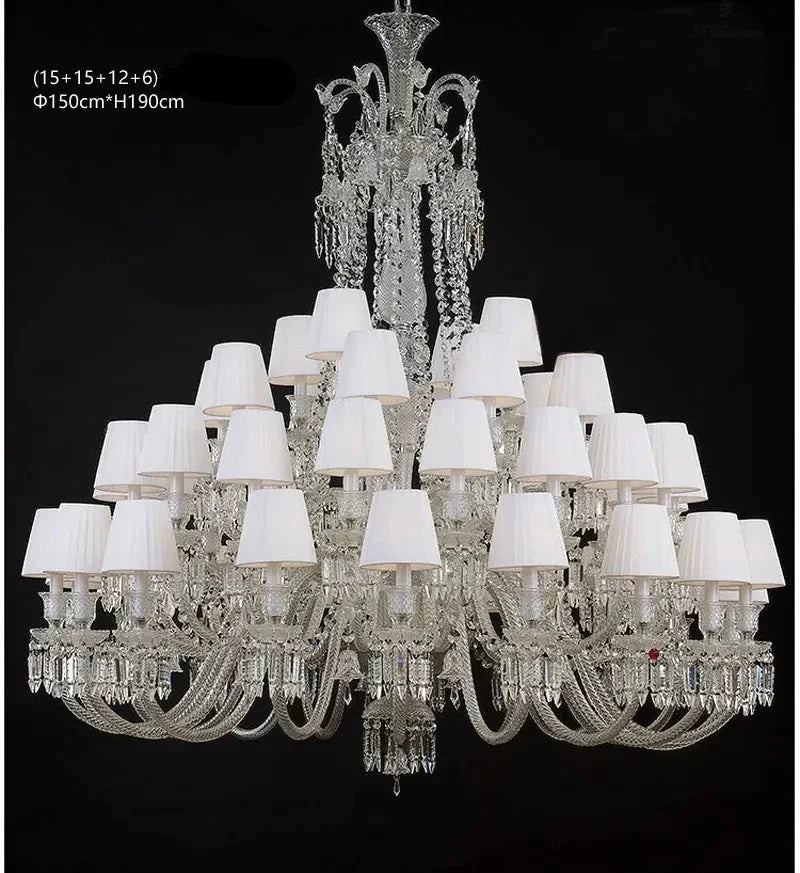 Lustre en cristal et verre à abat-jour en tissu blanc Pampille – vue 26