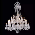Lustre en cristal et verre à abat-jour en tissu blanc Pampille – vue 3