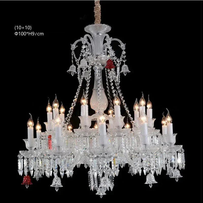 Lustre en cristal et verre à abat-jour en tissu blanc Pampille – vue 30
