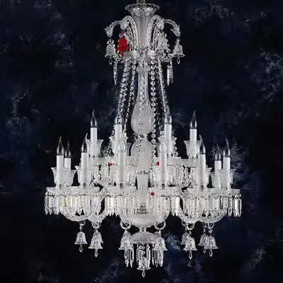 Lustre en cristal et verre à abat-jour en tissu blanc Pampille – vue 31