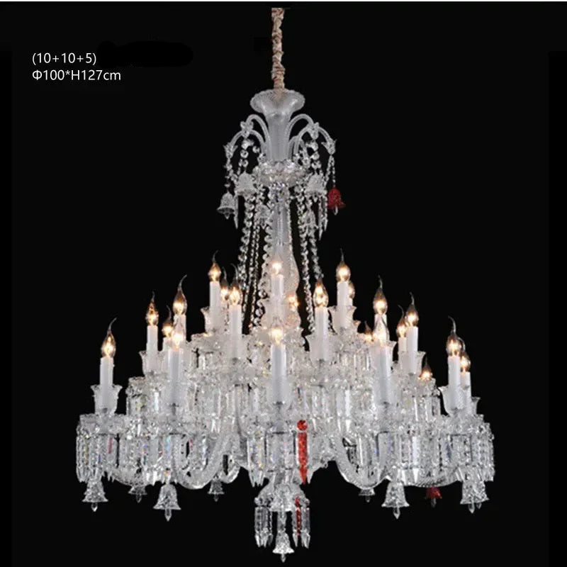 Lustre en cristal et verre à abat-jour en tissu blanc Pampille – vue 33