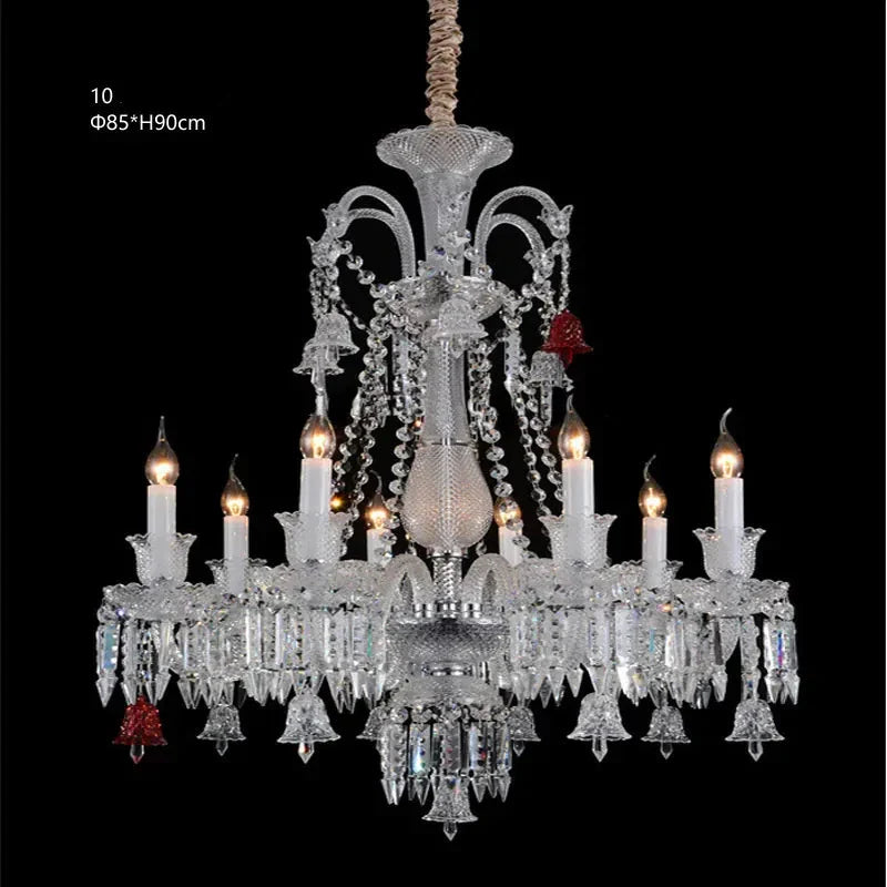 Lustre en cristal et verre à abat-jour en tissu blanc Pampille – vue 34