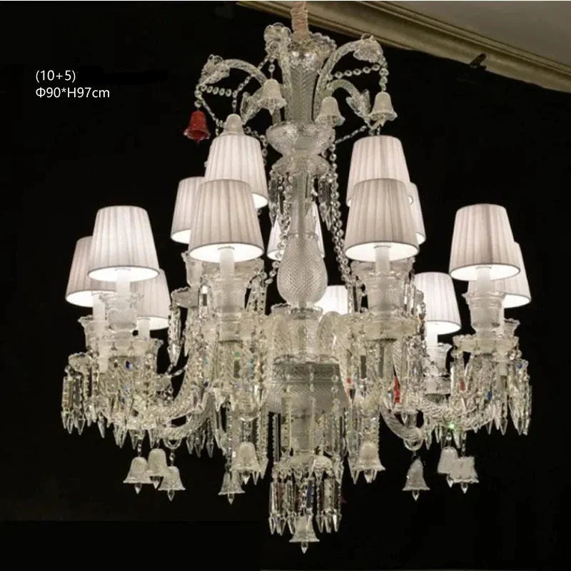 Lustre en cristal et verre à abat-jour en tissu blanc Pampille – vue 35