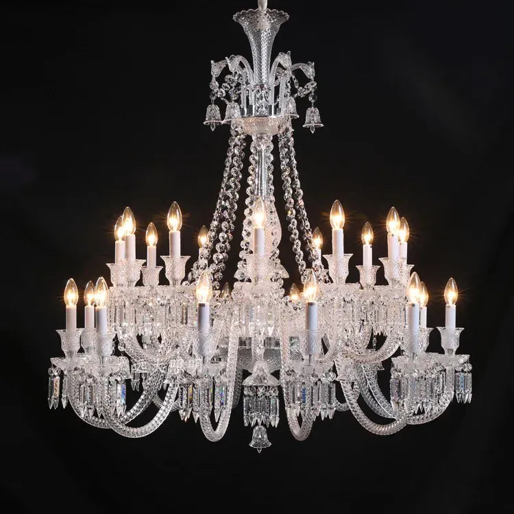 Lustre en cristal et verre à abat-jour en tissu blanc Pampille – vue 36
