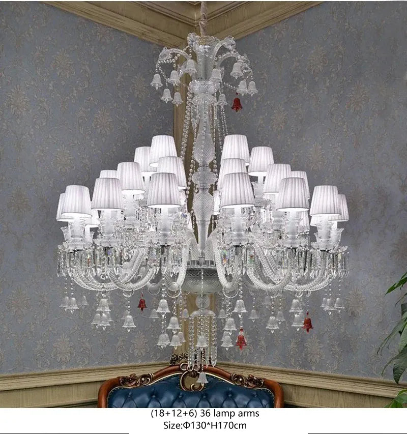 Lustre en cristal et verre à abat-jour en tissu blanc Pampille – vue 38