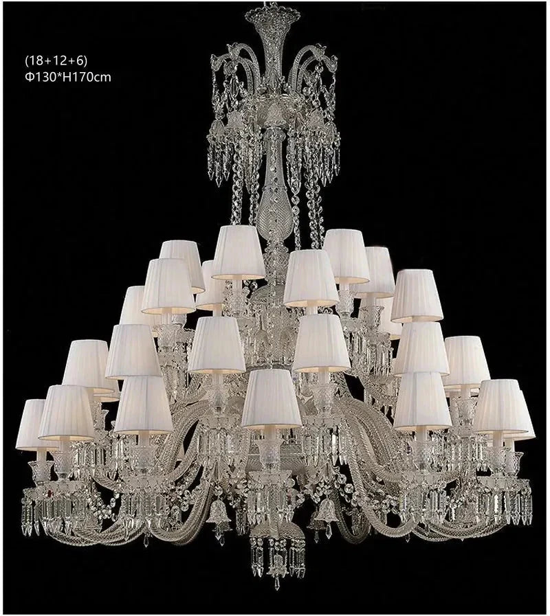 Lustre en cristal et verre à abat-jour en tissu blanc Pampille – vue 39