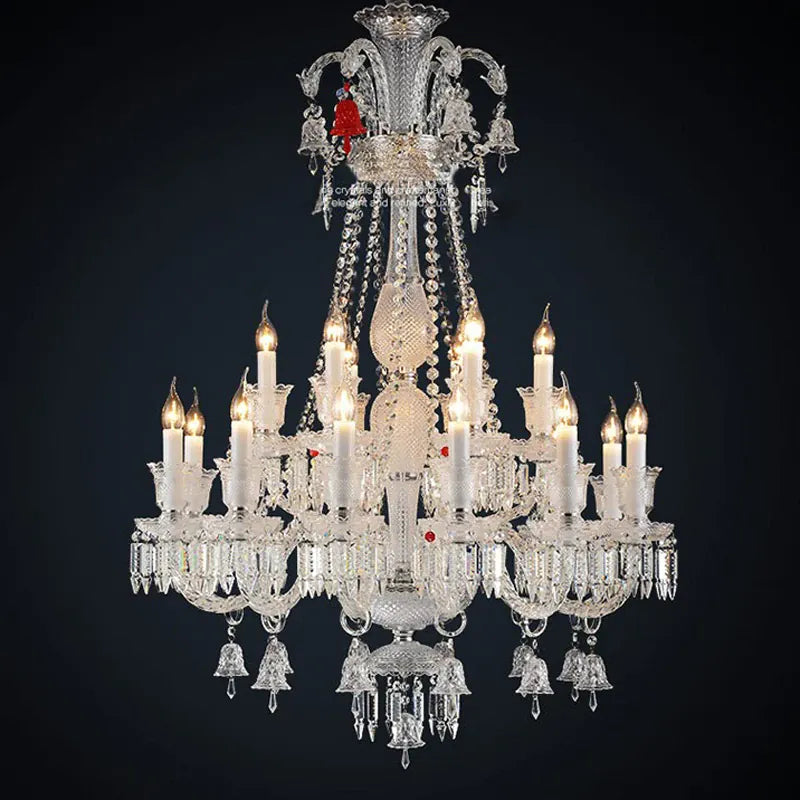 Lustre en cristal et verre à abat-jour en tissu blanc Pampille – vue 4