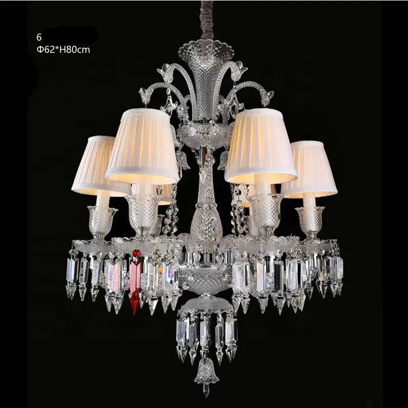 Lustre en cristal et verre à abat-jour en tissu blanc Pampille – vue 40