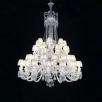 Lustre en cristal et verre à abat-jour en tissu blanc Pampille – vue 6