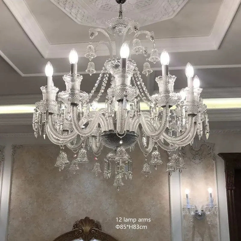 Lustre en cristal et verre à abat-jour en tissu blanc Pampille – vue 7