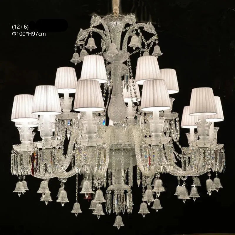 Lustre en cristal et verre à abat-jour en tissu blanc Pampille – vue 8