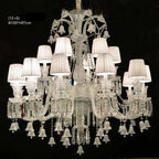 Lustre en cristal et verre à abat-jour en tissu blanc Pampille – vue 8