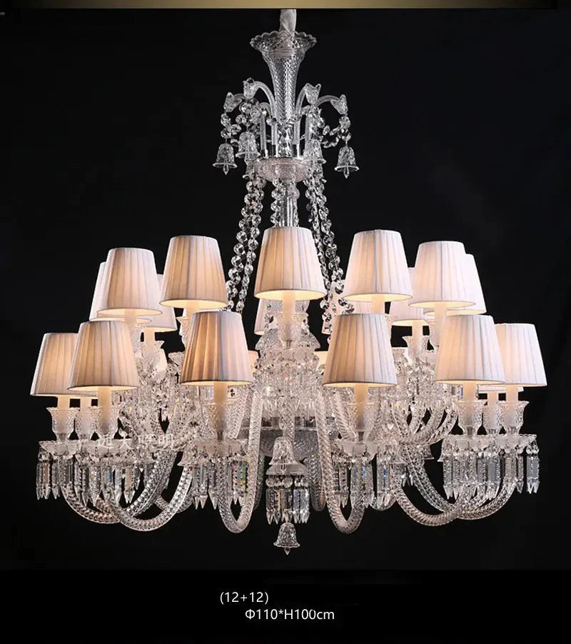 Lustre en cristal et verre à abat-jour en tissu blanc Pampille – vue 9
