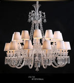 Lustre en cristal et verre à abat-jour en tissu blanc Pampille – vue 9