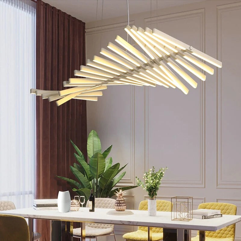 Lustre LED à barres orientables Plumage, finition blanche – vue 6