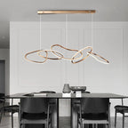 Lustre cinq lignes dorées entrelacées Sillage