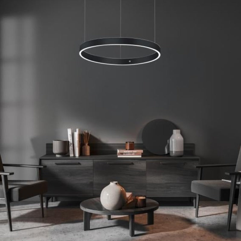 Lustre disque lumineux noir Rondeau, finition noire – vue 2