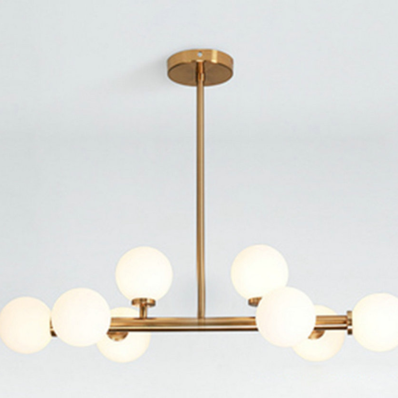 Lustre bouquet de boules blanches doré Sureau