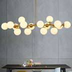 Lustre bouquet de boules blanches doré Sureau