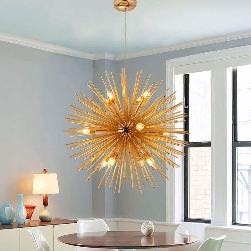 Suspension soleil de tiges en métal doré Radiance – vue 4
