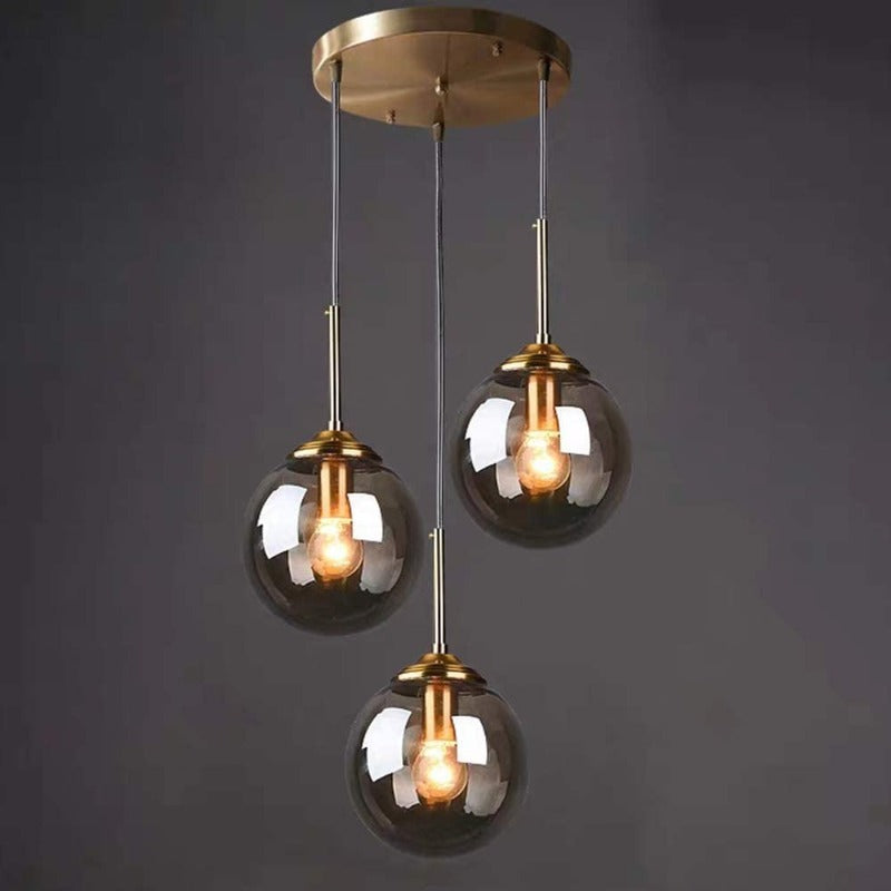 Lustre bulles de verre métallisé en cascade Mirage, finition dorée – vue 3