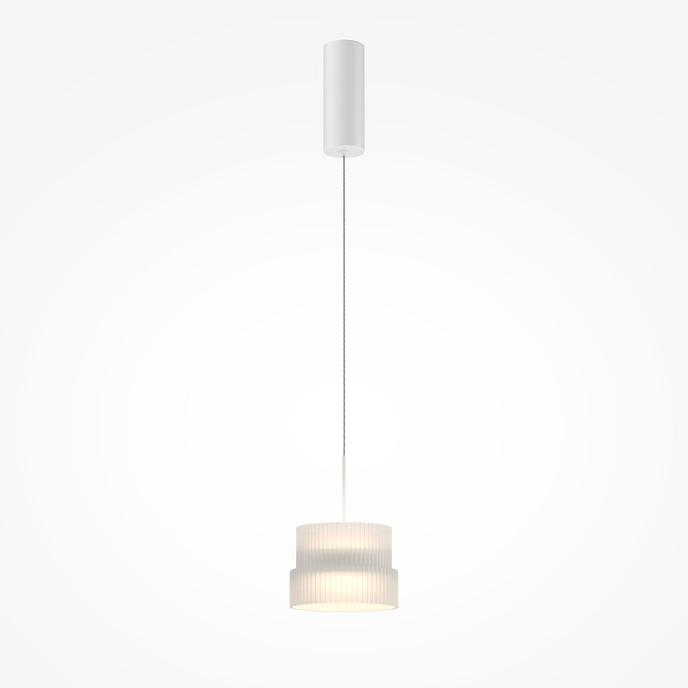 Suspension petite cloche striée en métal blanc Yara