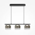 Suspension barre en métal noir à trois cloches fumées Onda