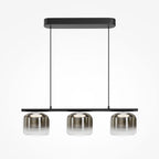 Suspension barre en métal noir à trois cloches fumées Onda