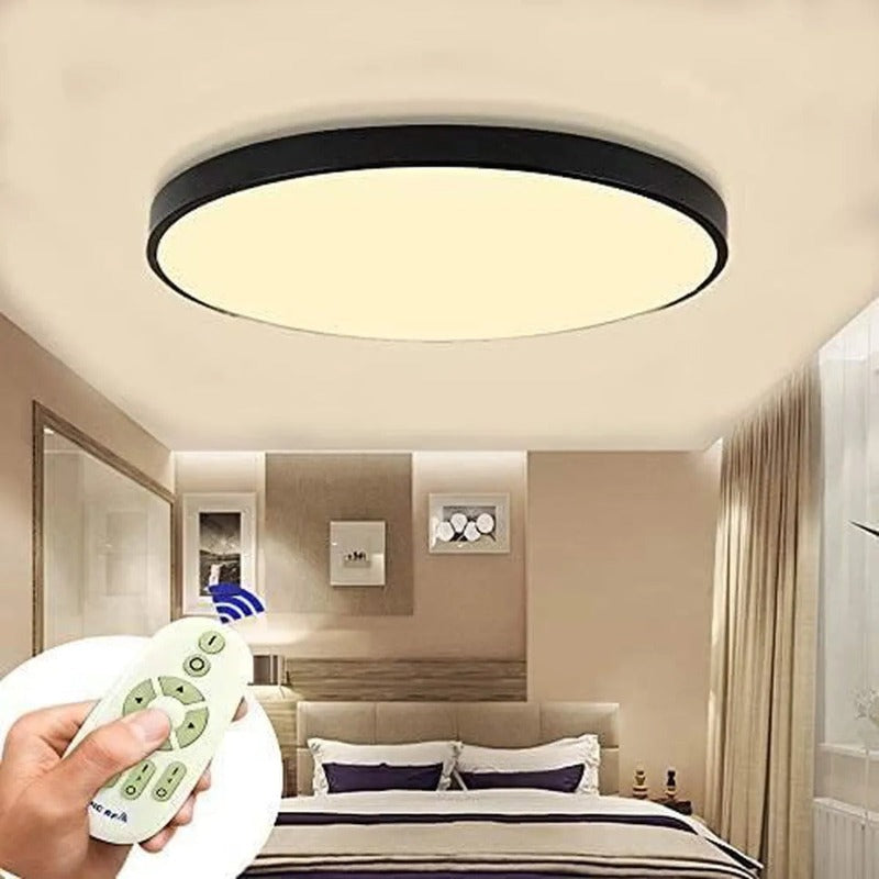 Plafonnier rond extra-plat en métal laqué blanc Unisson, finition noire