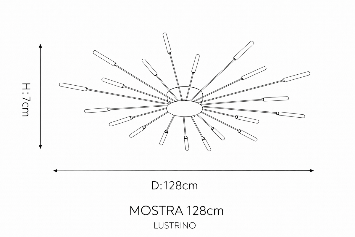 Plafonnier grand format tiges dorées rayonnantes Zinnia