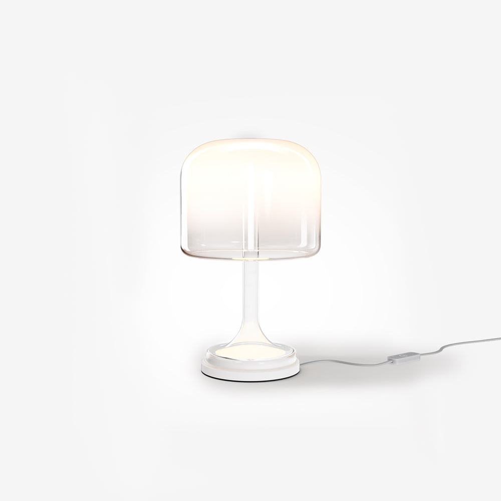 Lampe à poser champignon blanche en métal et verre Bianca