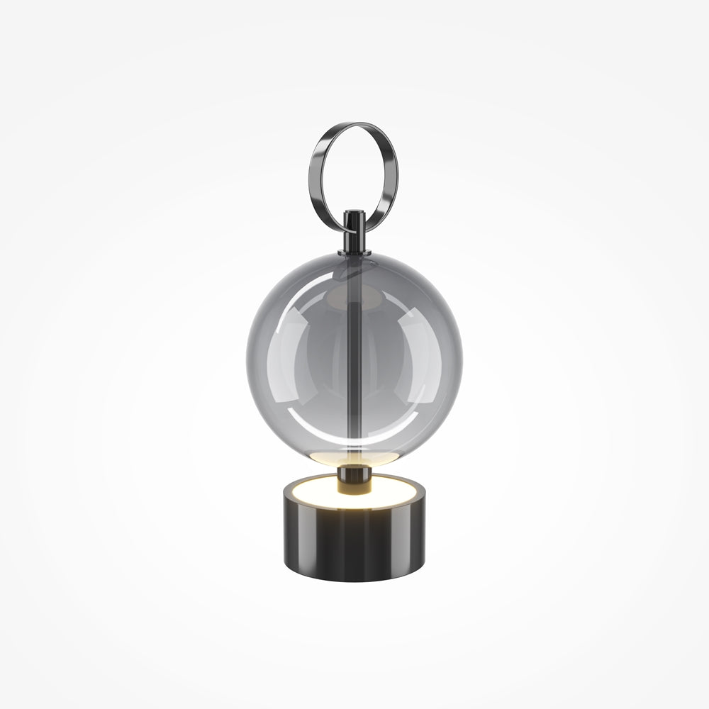 Lampe à poser sphère fumée et métal noir Ilona