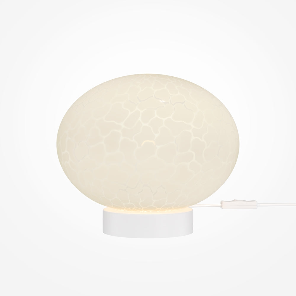Lampe à poser ronde texturée en métal blanc Ombria