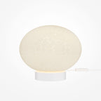 Lampe à poser ronde texturée en métal blanc Ombria