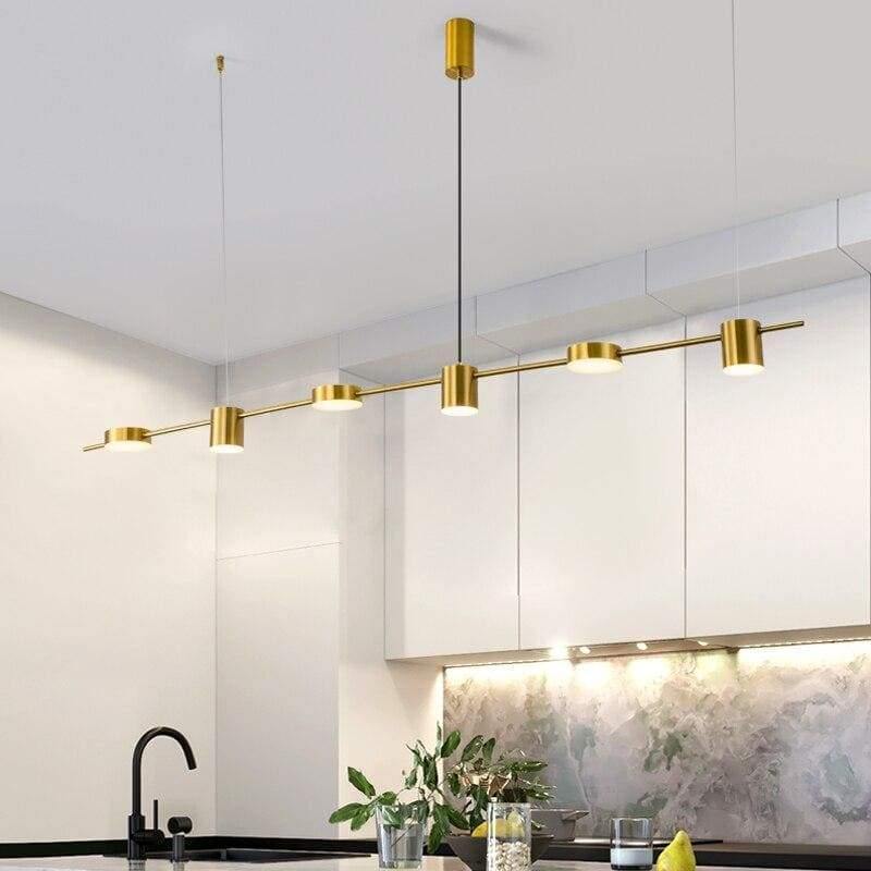 Suspension barre en métal noir à six lampes alternées Ribambelle