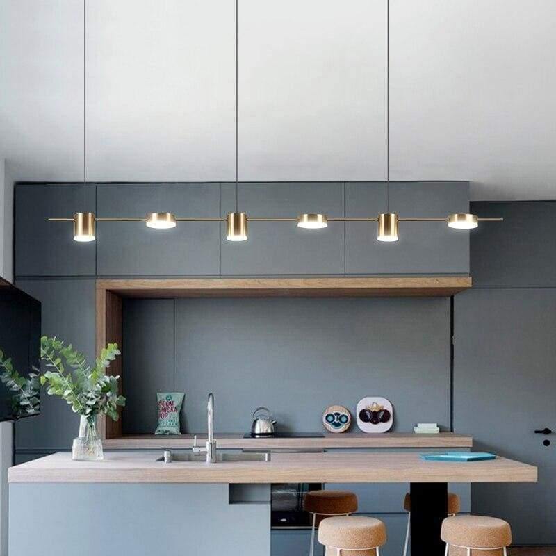 Suspension barre en métal noir à six lampes alternées Ribambelle