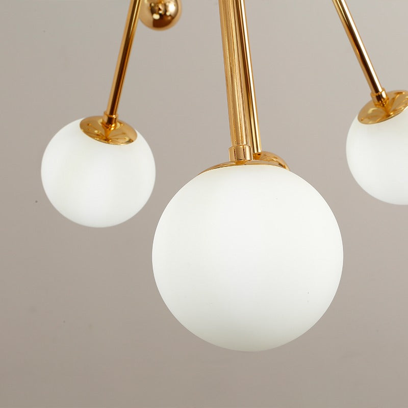 Suspension sphère de globes blancs sur structure dorée Stellaire – vue 3